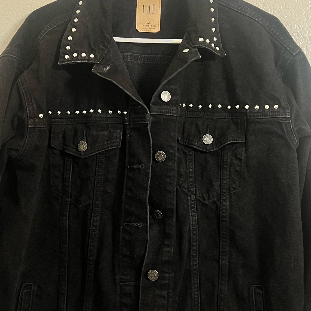 Gap Studded oversized icon Black
Denim Jacket new moto medium jean punk biker - Picture 5 of 14